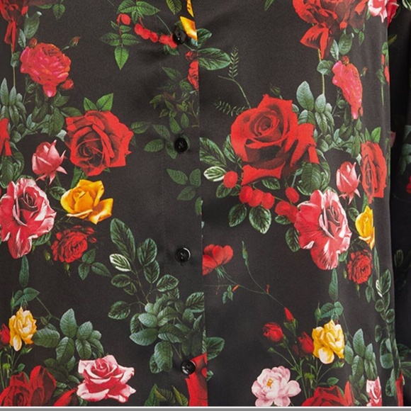 L’AGENCE - TYLER L/S BLOUSE - BLACK MULTI VINTAGE ROSE - Picture 5 of 14